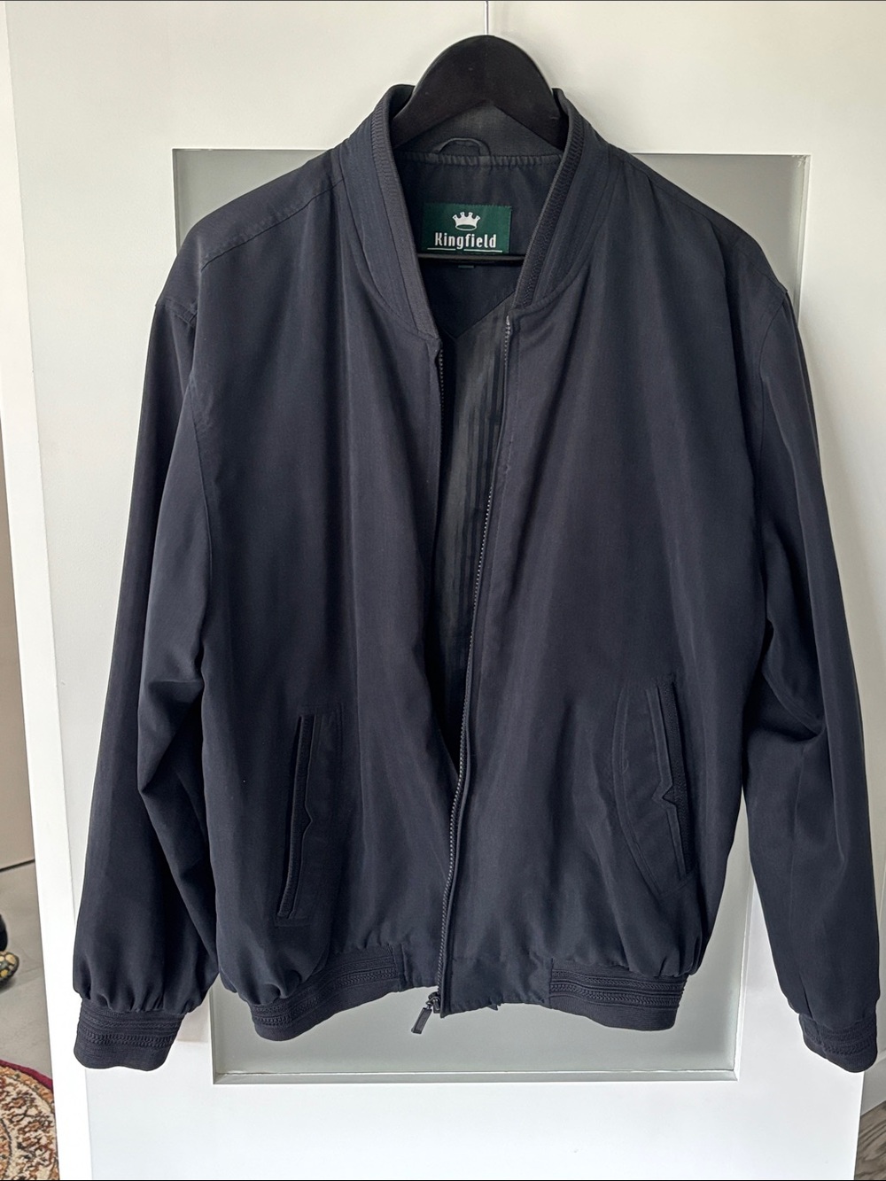 Vintage Kingfiled Men's Black Bomber Jacket